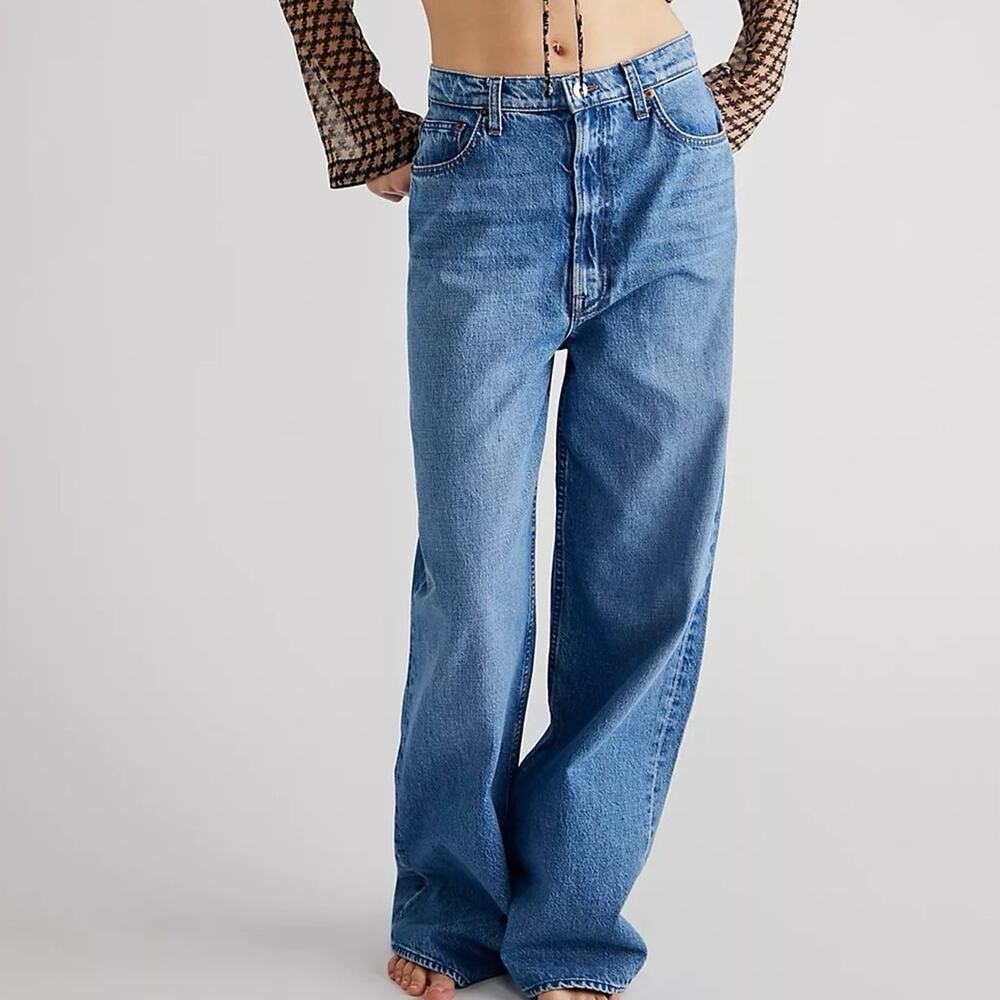 Mother Snacks The Yummy Puddle Jeans Delicious Memories Wide Leg Baggy Size 28
